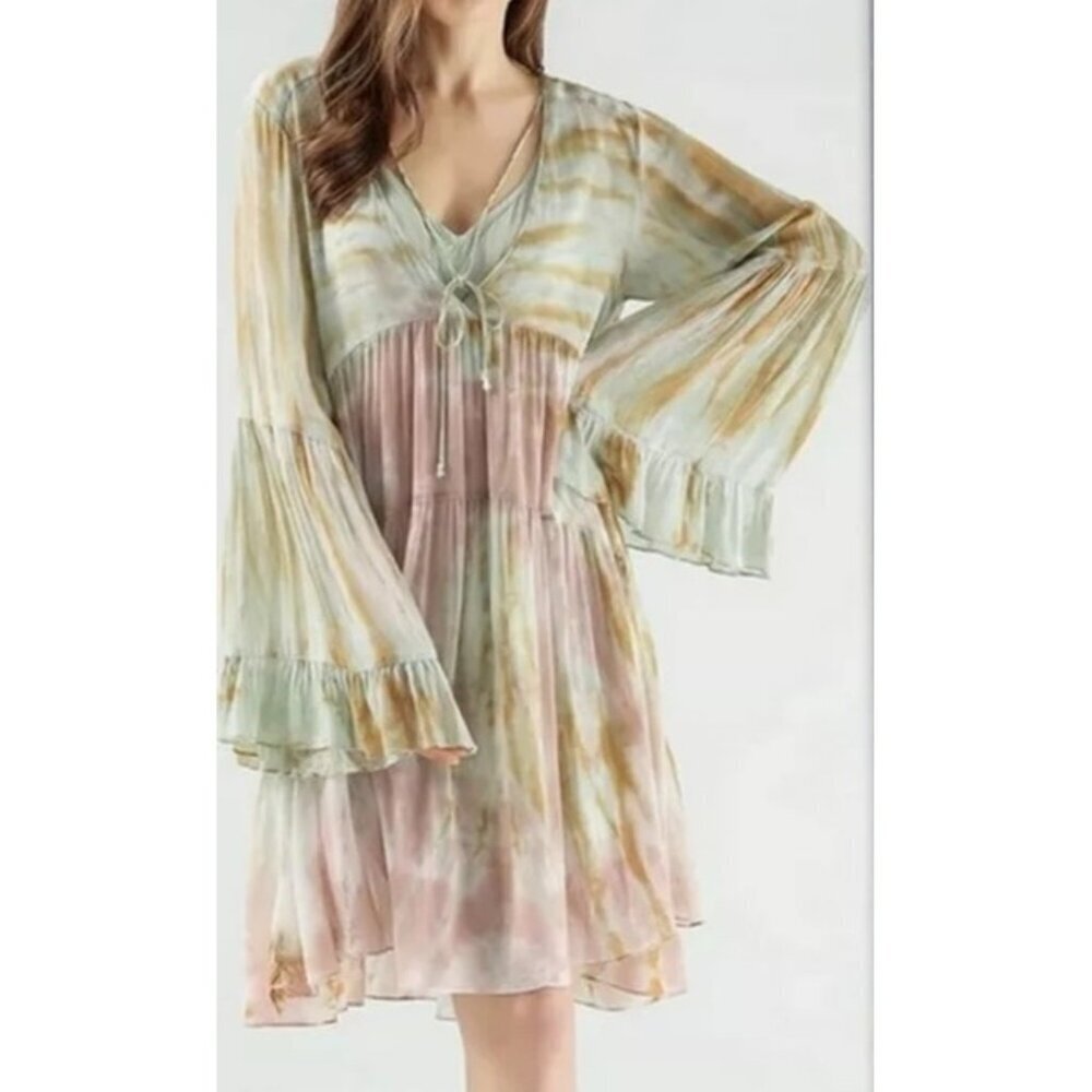 Young Fabulous & Broke YFB Tie Dye Rosa Tiered Trapeze Dress Size Small Boho